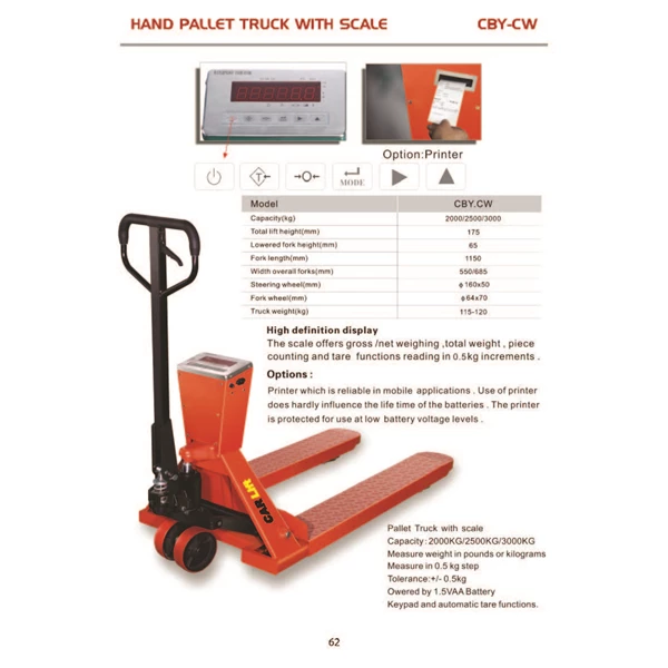Hand Pallet Truck With Scale CBY CW